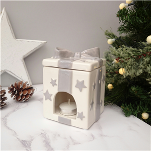 Christmas Present Box Tea Light Wax Burner 12cm