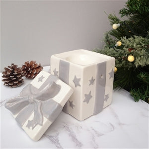 Christmas Present Box Tea Light Wax Burner 12cm